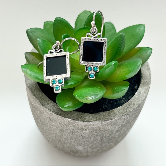 Onyx Apatite Sterling Silver Earrings - Picture 7 of 11